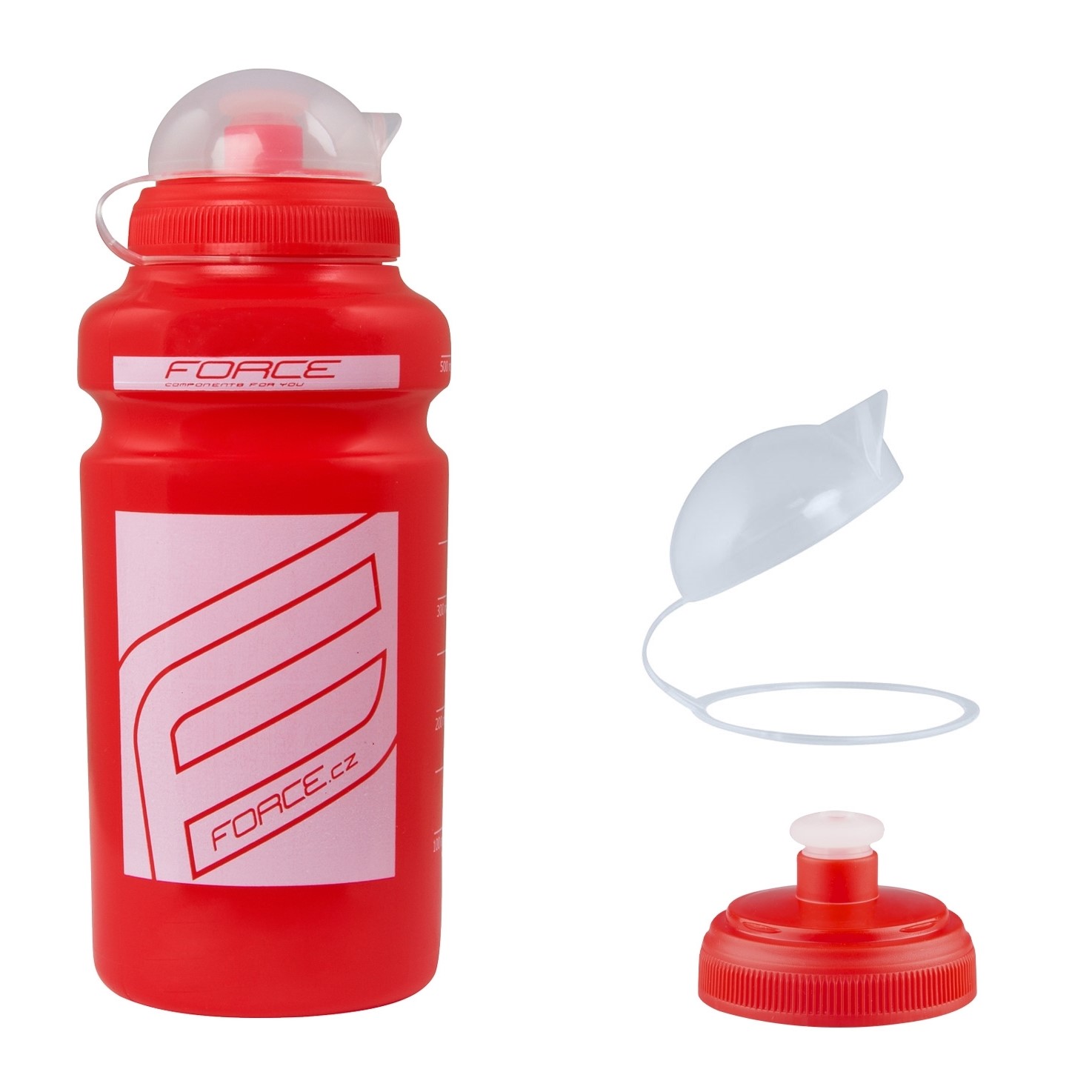 Велобутыль bottle FORCE "F" 0,5 l, Red/White Printing