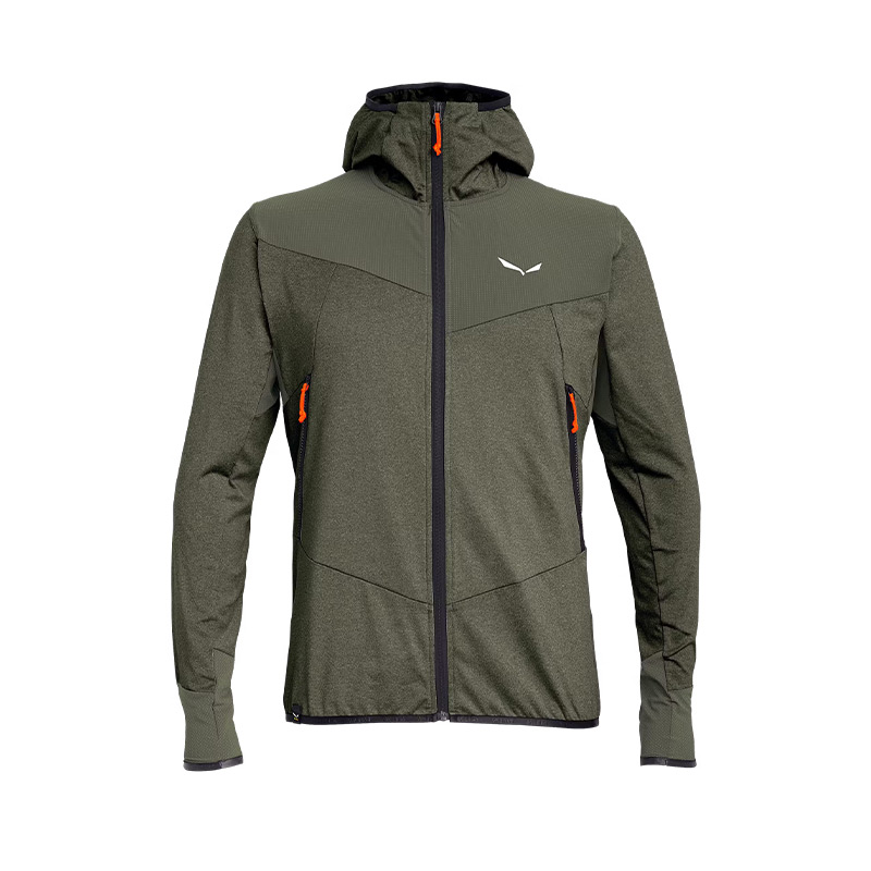 Кофта мужская Salewa AGNER HYBRID M FZ HOODY Faded Green Melange